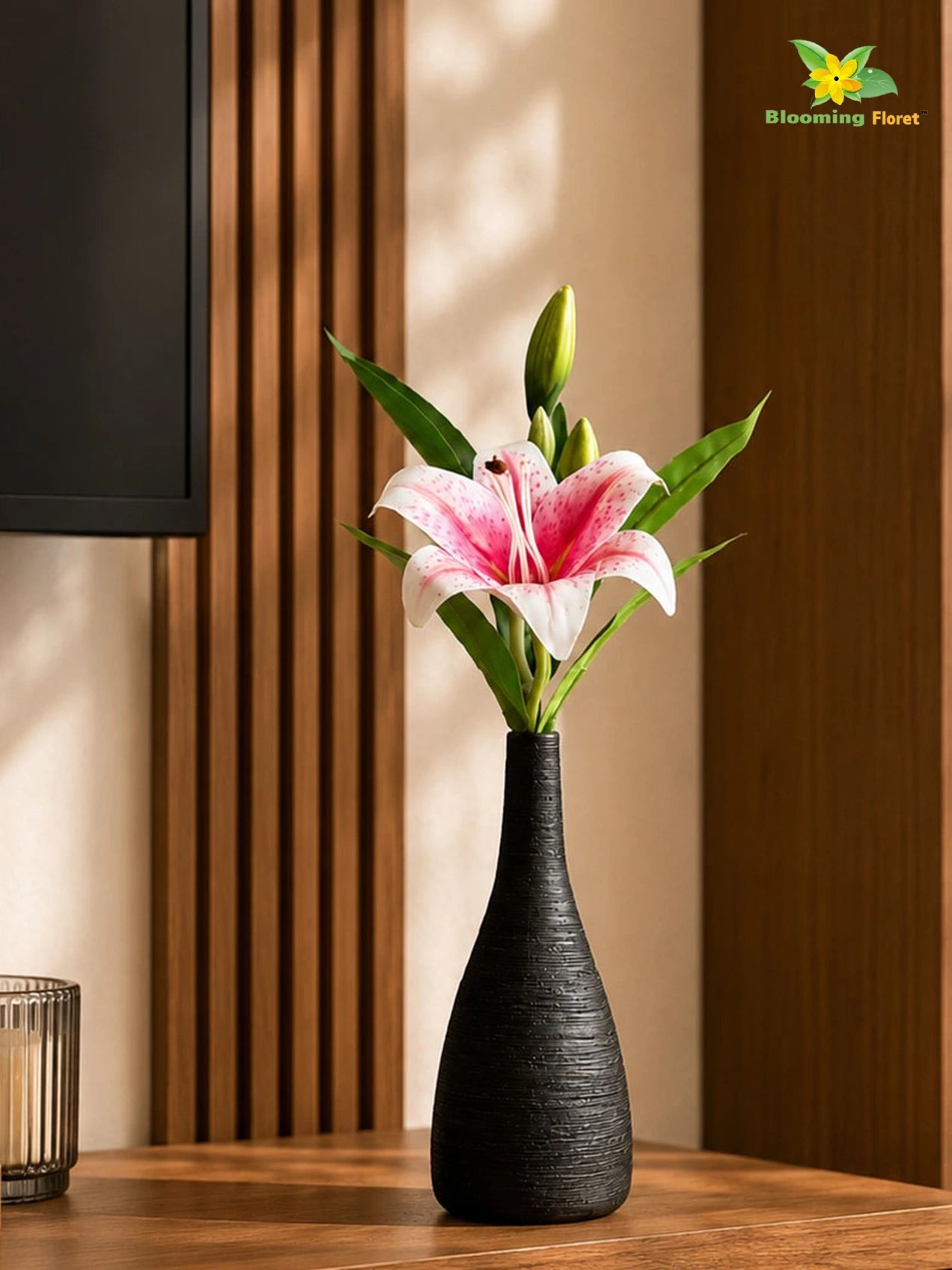 Artificial Lily Flower Stick | White, Dark Pink | 35 cm
