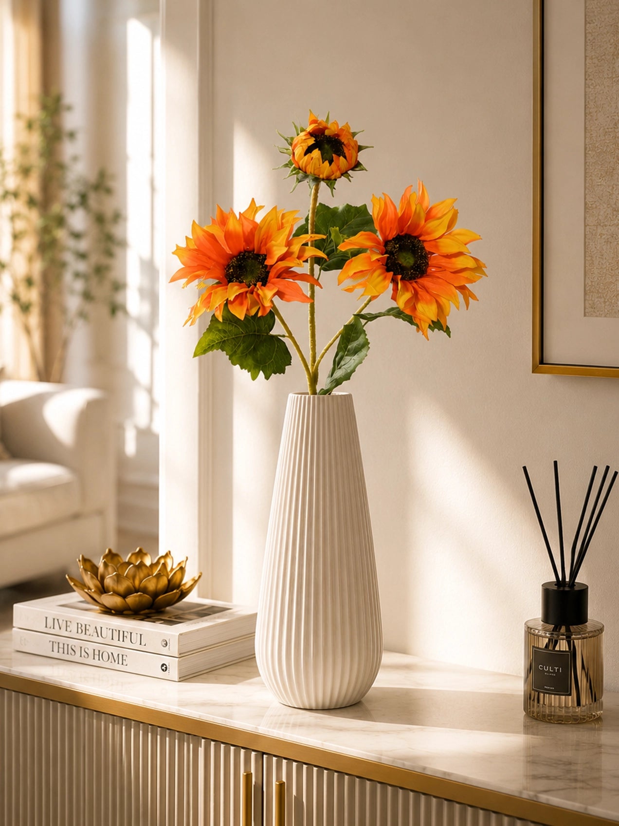 Artificial Sunflower Stick | Orange | 78 cm