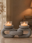 Stone Dual Candle Holder | Grey | 20 cm