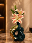 Modern Ceramic Leaf Vase | Green | 20 cm