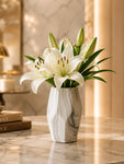 Pentagon Marble Ceramic Vase | Medium | 18 cm