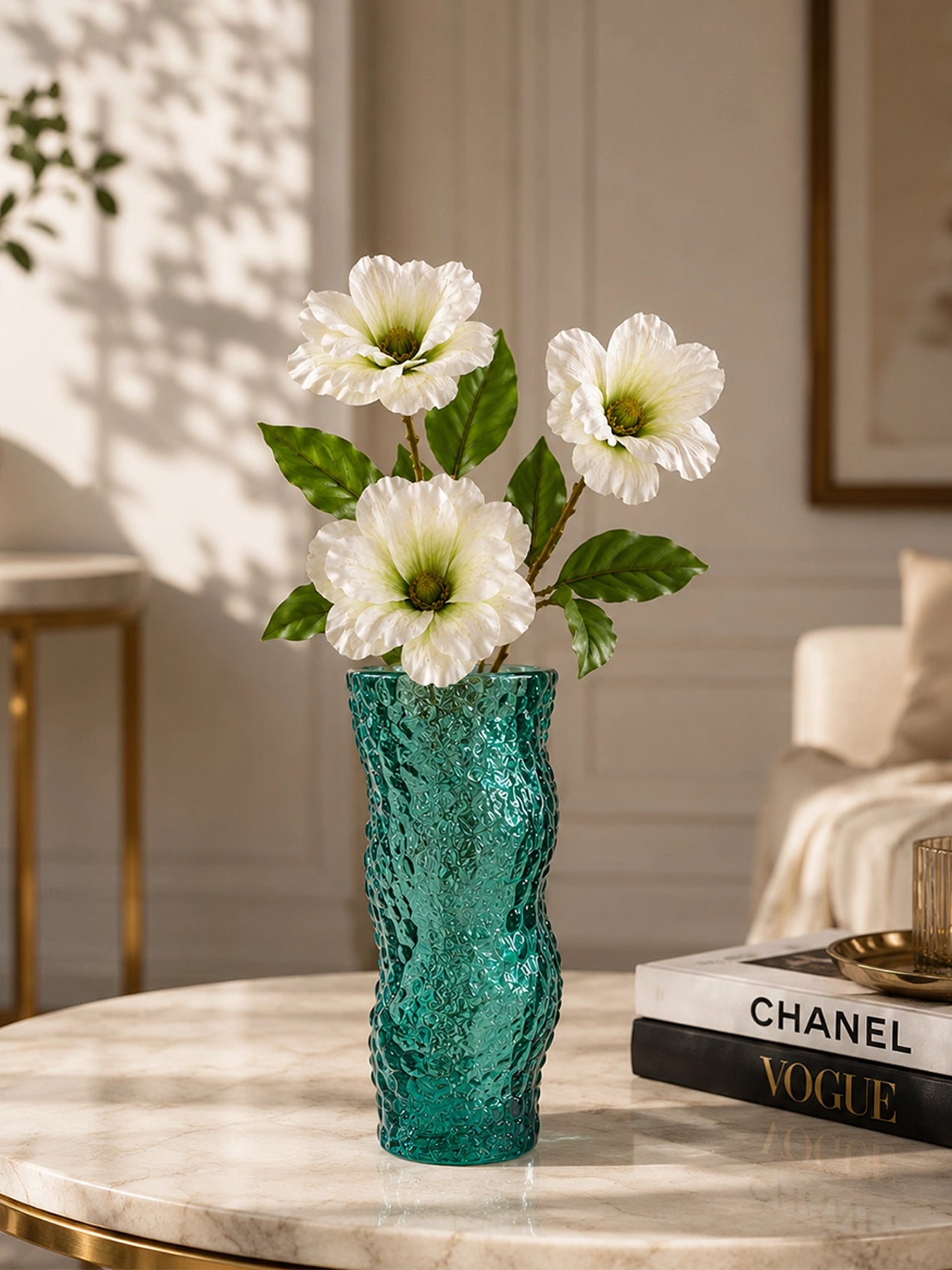 Twisted Glass Vase | Green | 23 cm