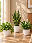 Elegant Ribbed Melamine Pot | White | 16 cm | Set of 3