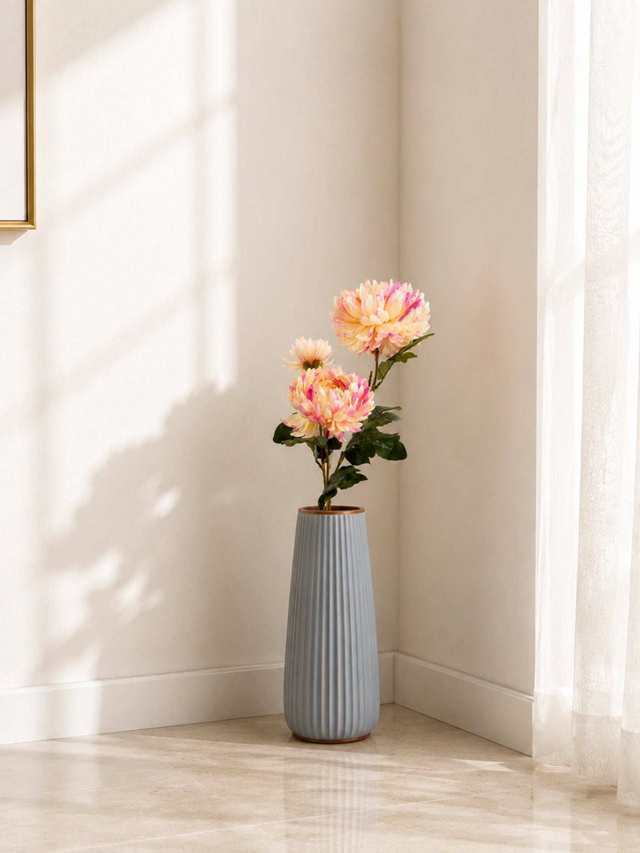 Luxe Artificial Peony Flower Stick | Off-White-Pink-Purple | 88 cm