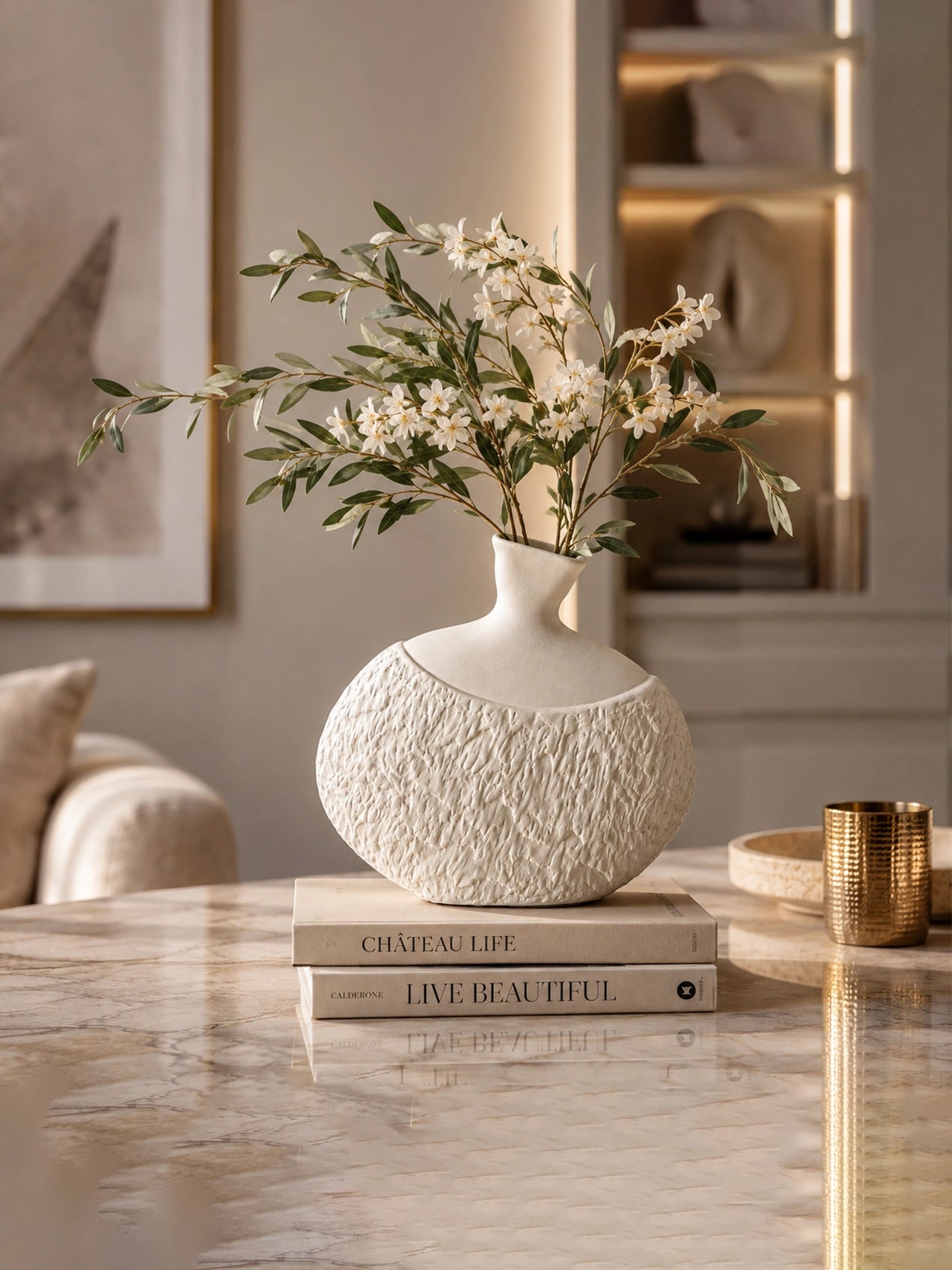 Serene Oval Ceramic Vase | 22 cm