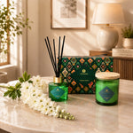 Tropical Garden Candle & Reed Diffuser Set with White Delphinium