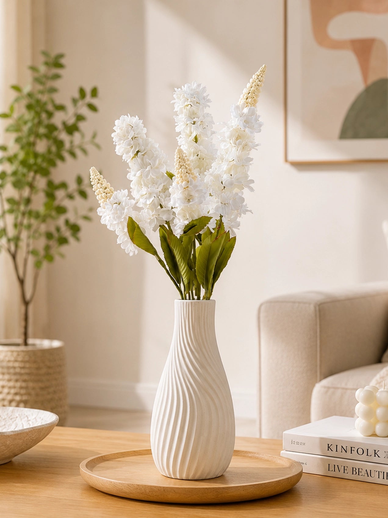 Artificial Snapdragon Flower Bunch | White | 59 cm