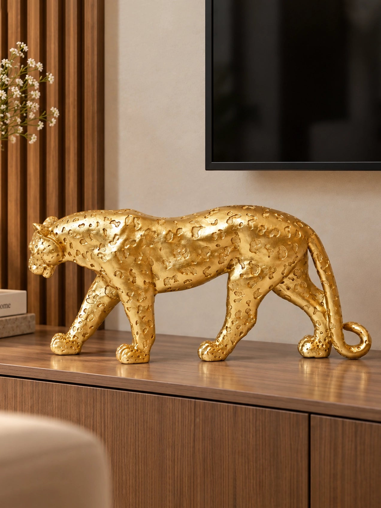 Gold Leopard Figurine | 26 cm
