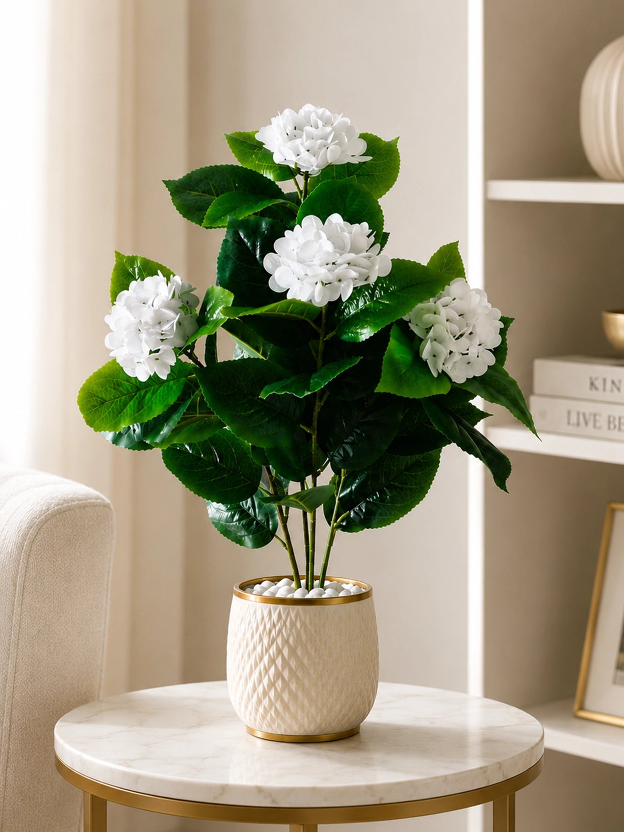Artificial Hydrangea Flower Bunch | White | 75 cm