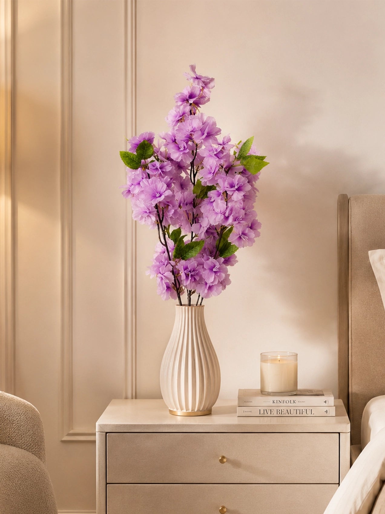 Cherry Blossom Flower Bunch | Purple | 65 cm