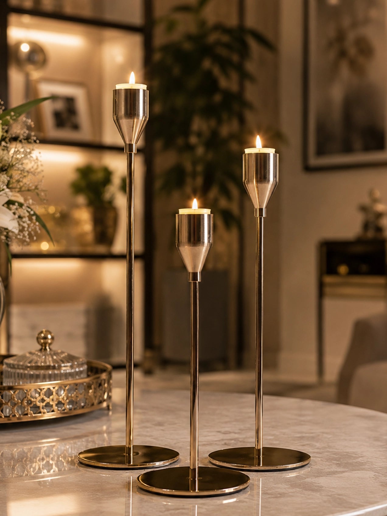 Gold Candle Holder | Set of 3