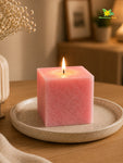 Scented Square Candle Expressions | Dark Pink | 8 cm | Set of 1