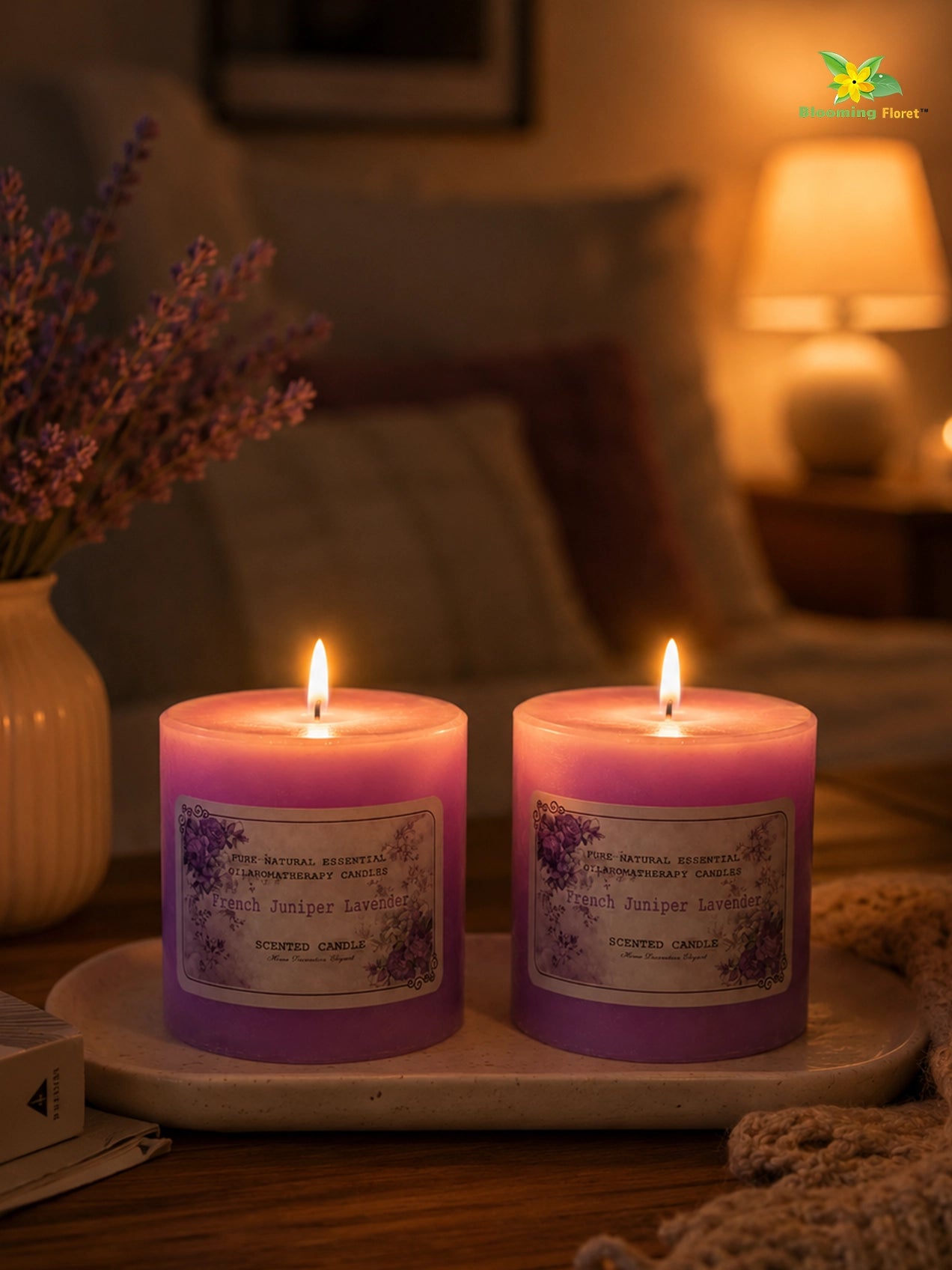 French Scented Pillar Candle | 8 cm | Set of 2