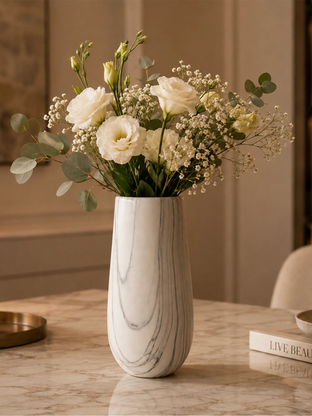 Marble Design Ceramic Vase | Medium | 25 cm
