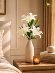 Artificial Lily Flower Stick | White | 78 cm