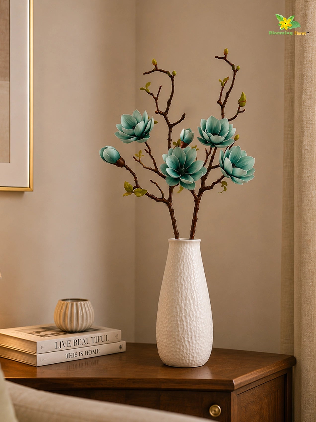 Magnolia Ikebana Flower Stick | Blue | 72 cm | Set of 2