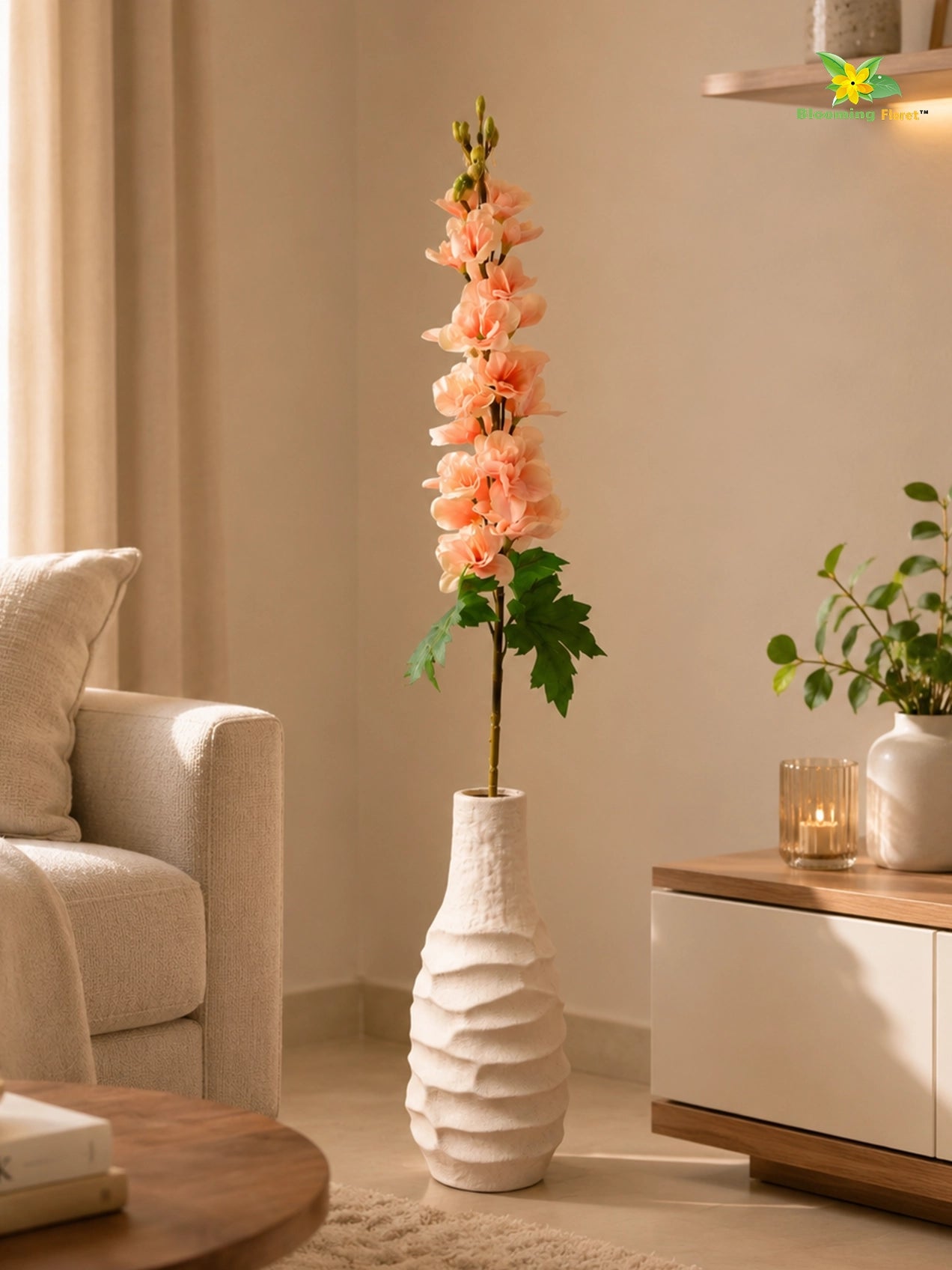Delphinium Flower Stick | Peach | 88 cm