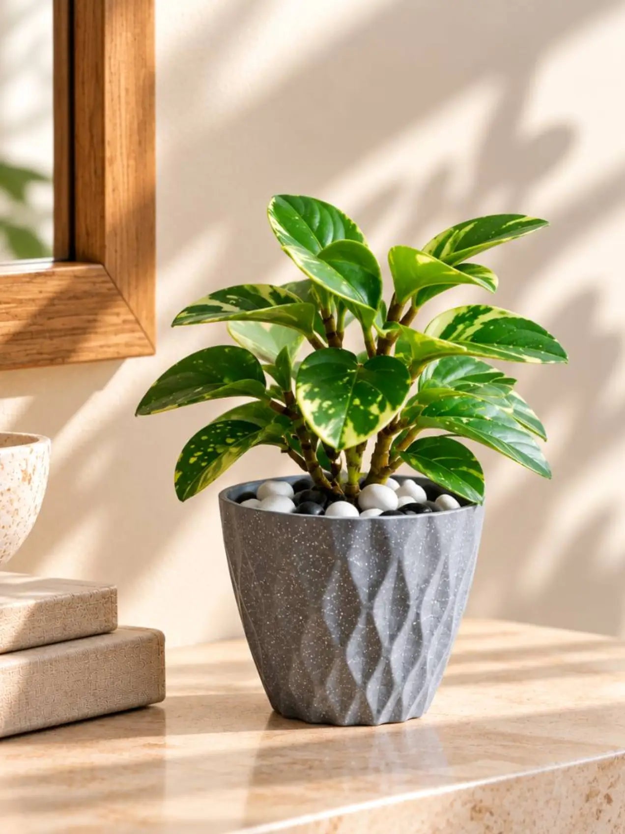 Diamond Pattern Round Planter | 13 cm