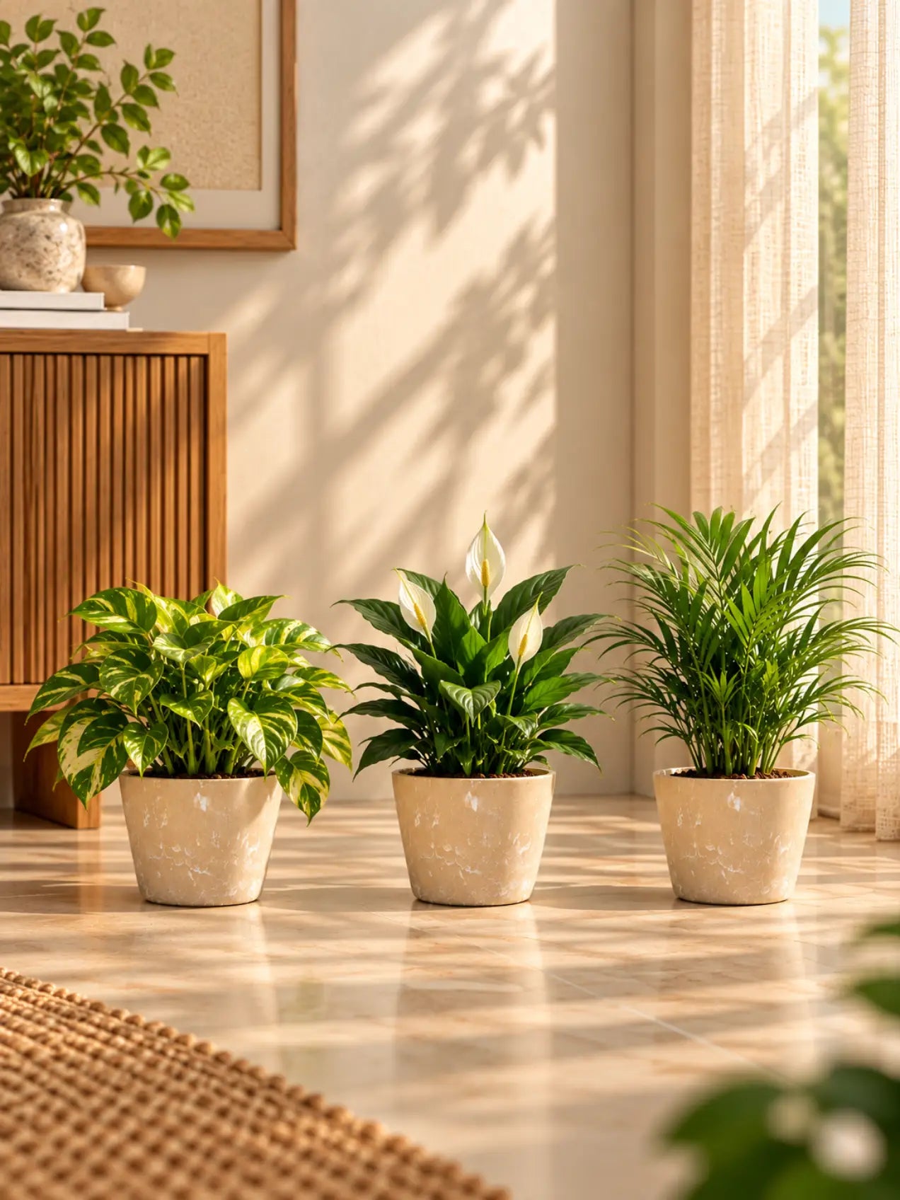Modern Grace Poly Planter | Brown | 15 cm | Set of 3