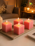 Scented Square Candle Expressions | Dark Pink | 8 cm | Set of 4