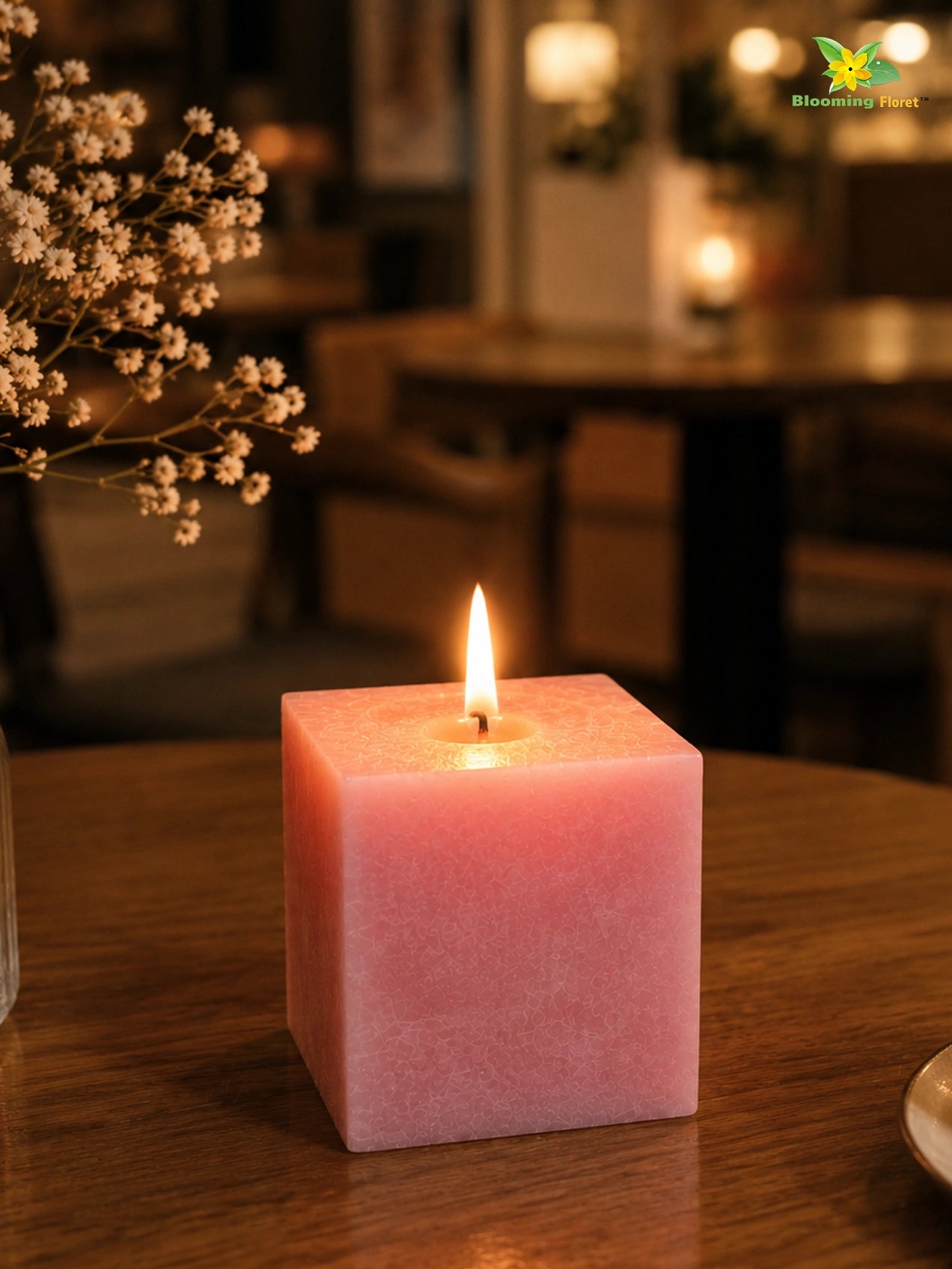 Scented Square Candle Expressions | Pink | 8 cm | Set of 1