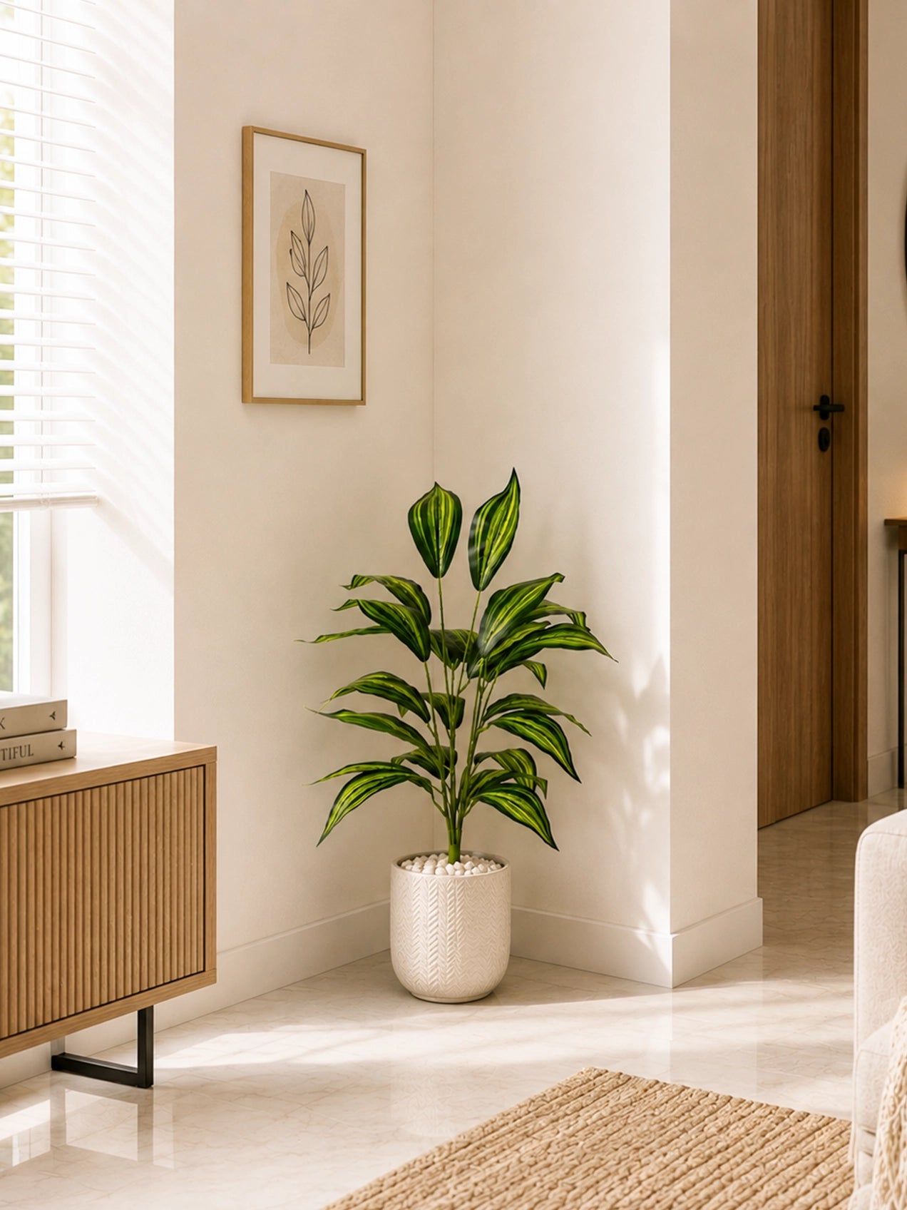 Artificial Cast-Iron Plant | 74 cm | 26 Leaves | With Basic Pot