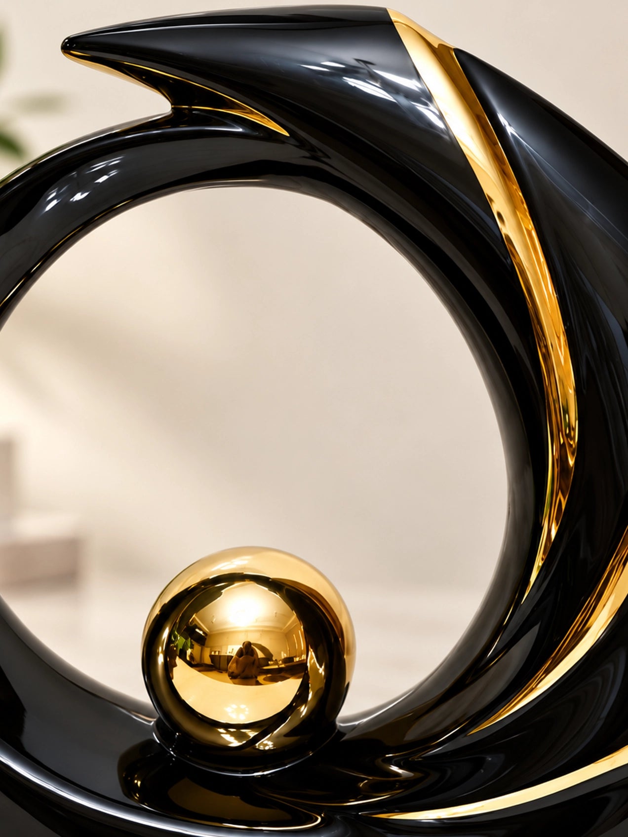 Modern Abstract Art Ceramic Statue | Black | 20 cm