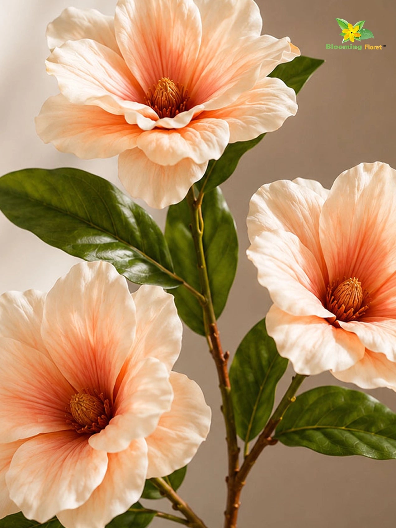 Magnolia Flower Stick | Peach | 95 cm