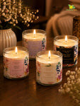 Sweet Rose, Jasmine Blossom, Vanilla Lily, Salt Salt Scented Candle Glass Jar | 6 cm | Set of 4