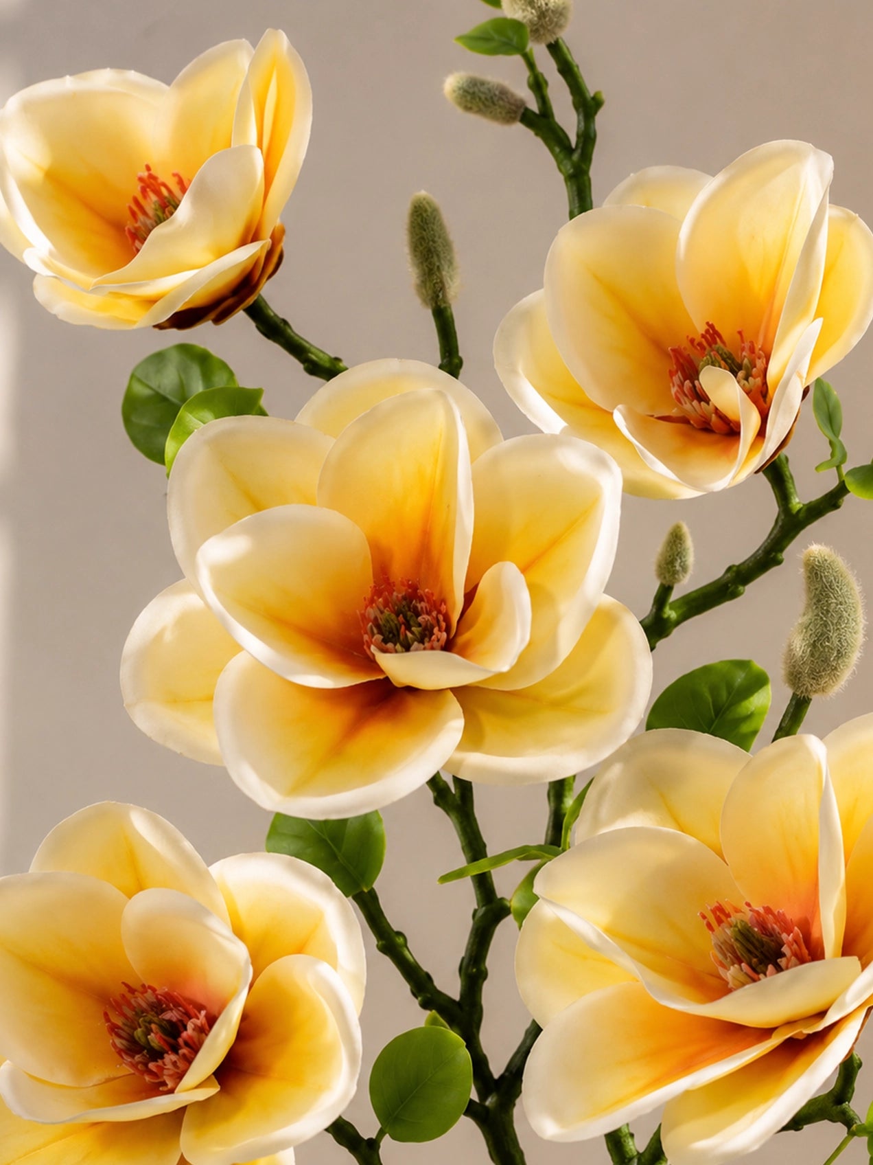 Magnolia Flower Stick | White & Yellow | 72 cm | Set of 2