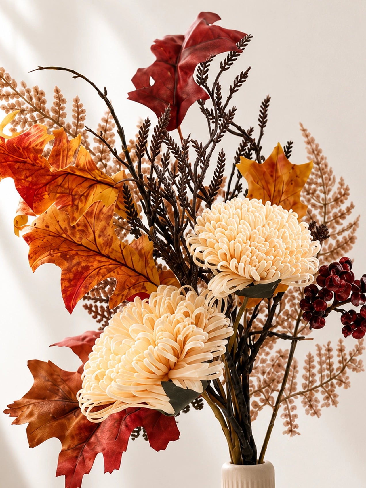 Autumn Essence Faux Dahlia Bouquet | Cream | 58 cm