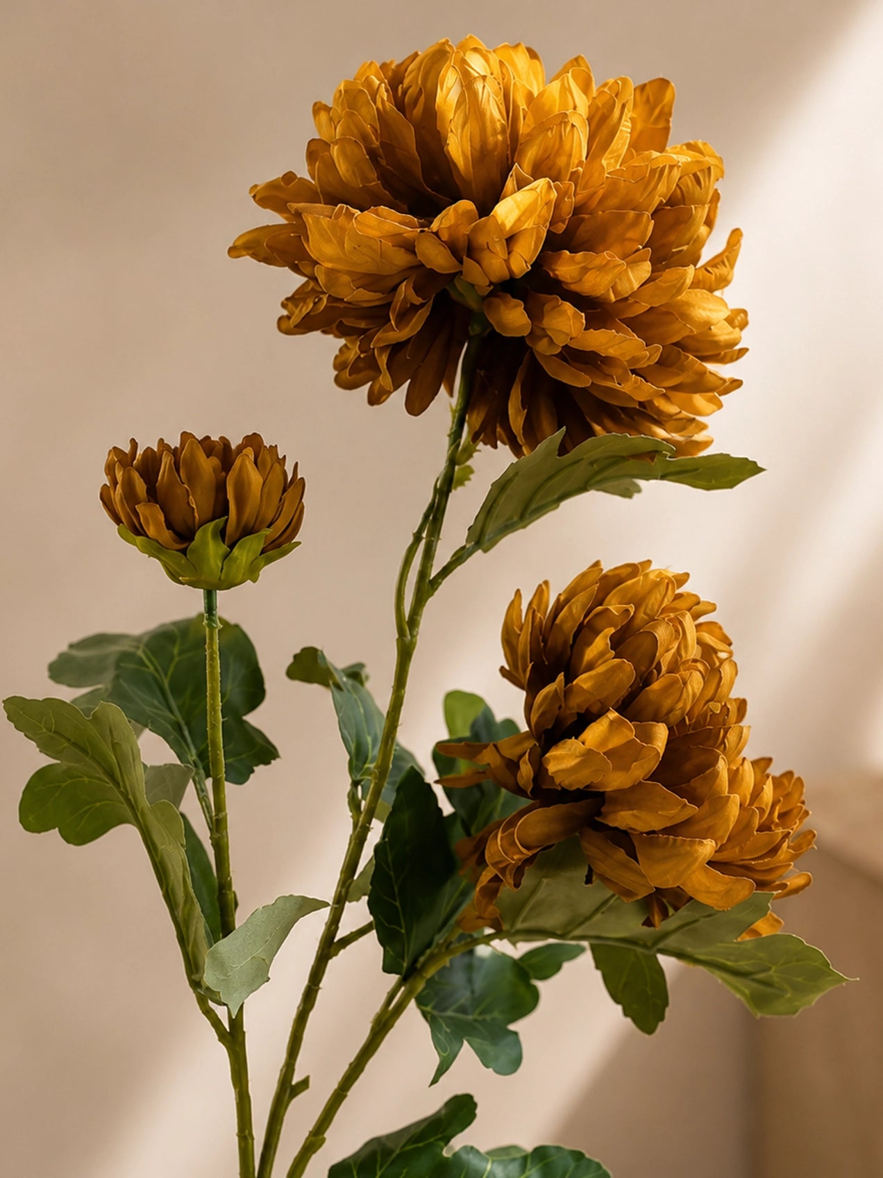 Luxe Artificial Peony Flower Stick | Brown | 88 cm