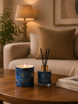 Reed Diffuser & Candle Set with Blue Magnolia Ikebana
