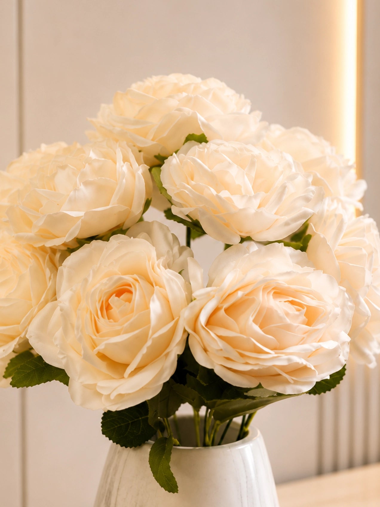 Artificial Rose Flower Bunch | Peach | 40 cm