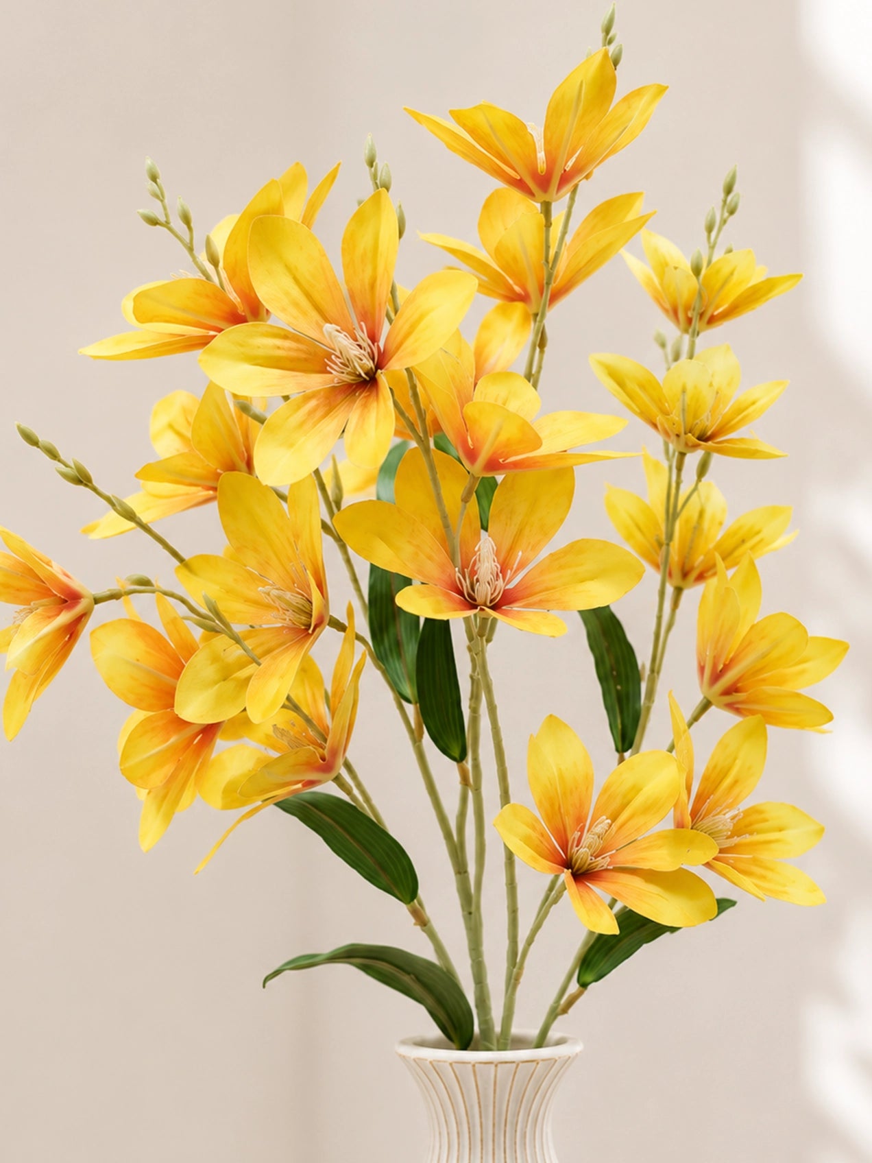 Artificial Magnolia Flower Stick | Dark Yellow | 85 cm