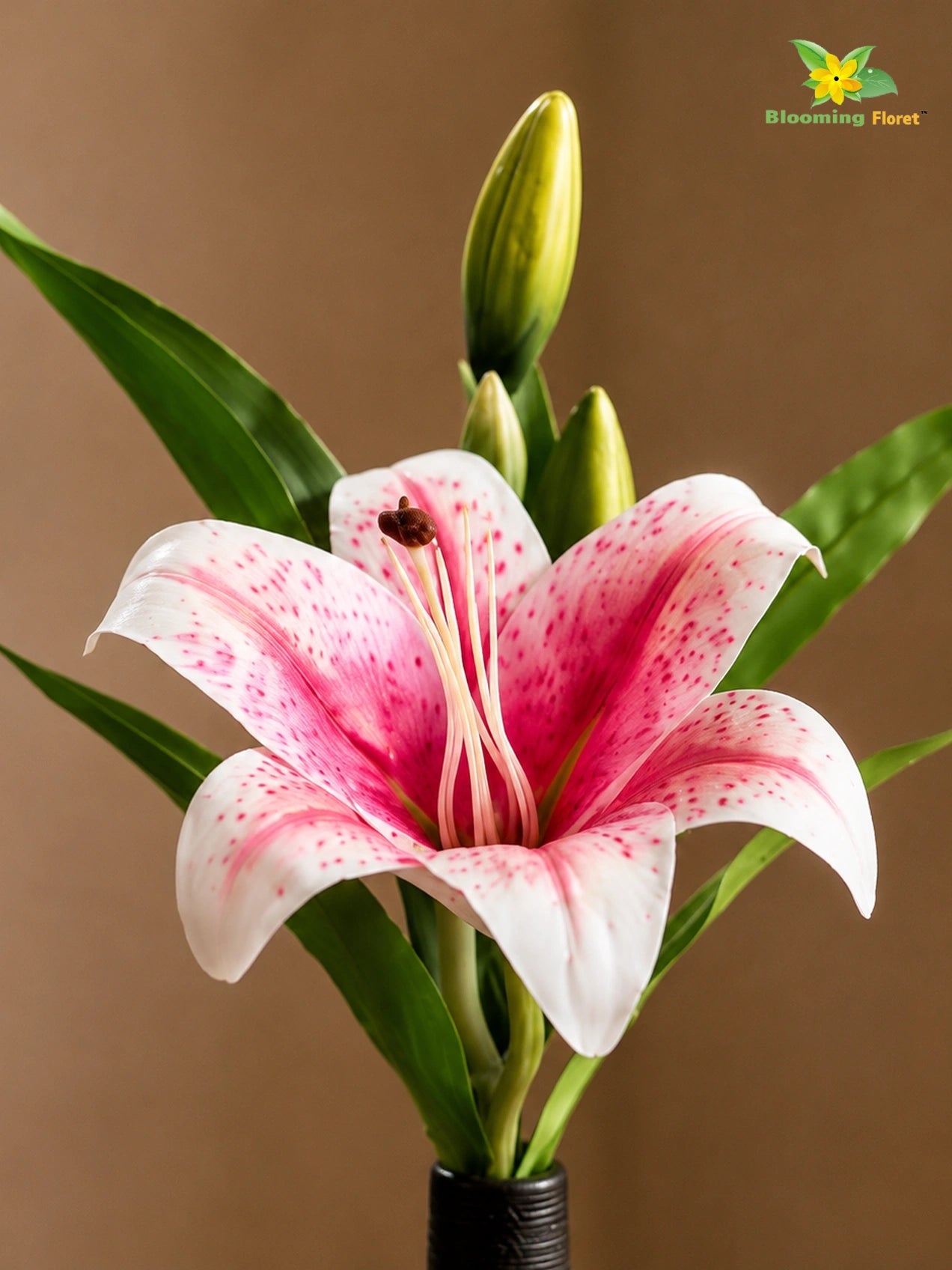 Artificial Lily Flower Stick | White, Dark Pink | 35 cm