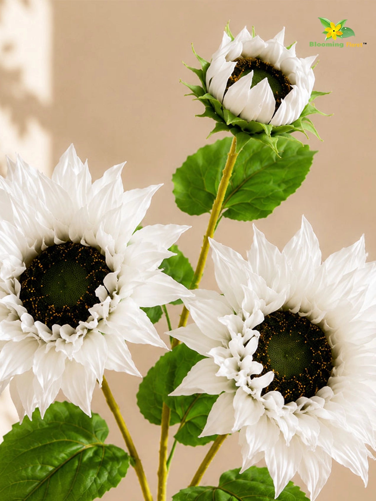 Artificial Sunflower Stick | White | 78 cm