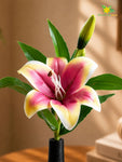 Artificial Lily Flower Stick | Yellow, Red | 35 cm