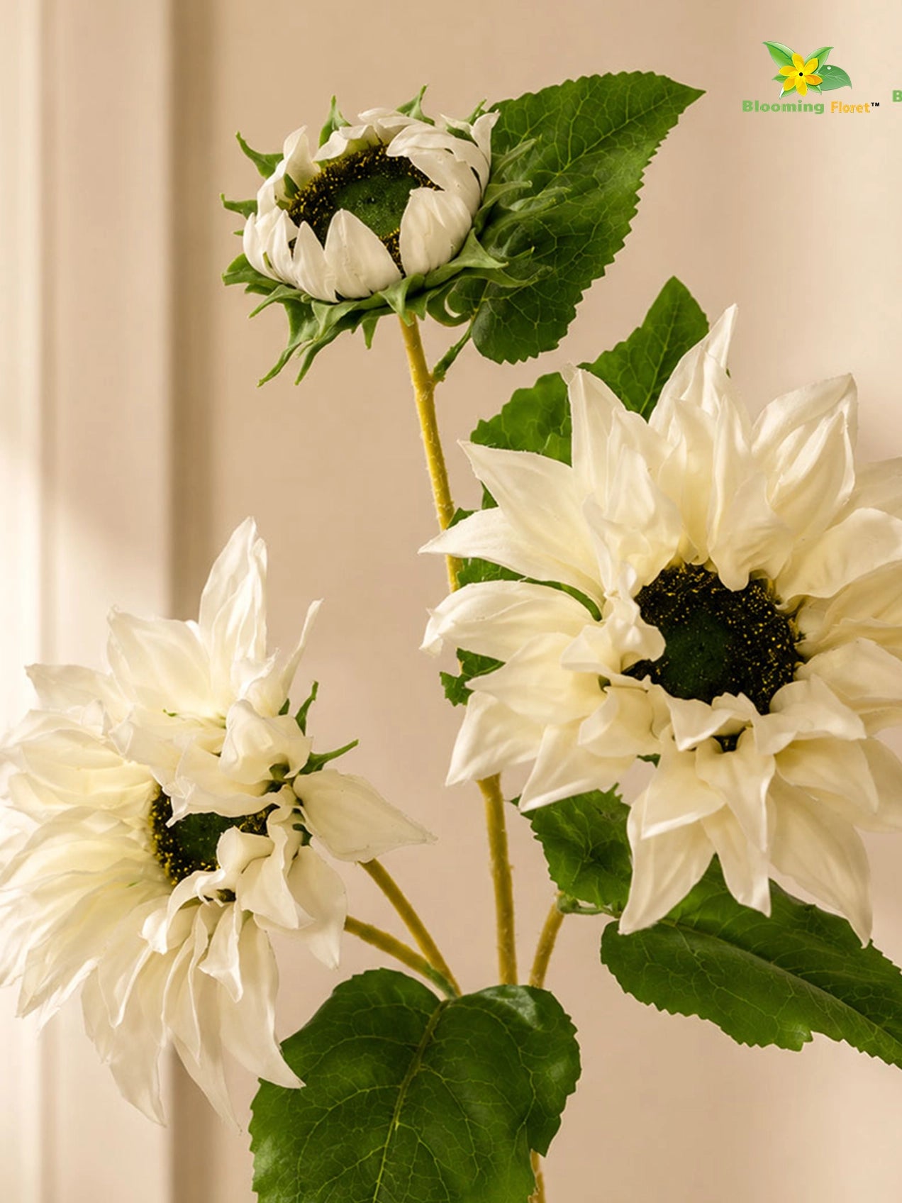 Artificial Sunflower Stick | Off White | 78 cm