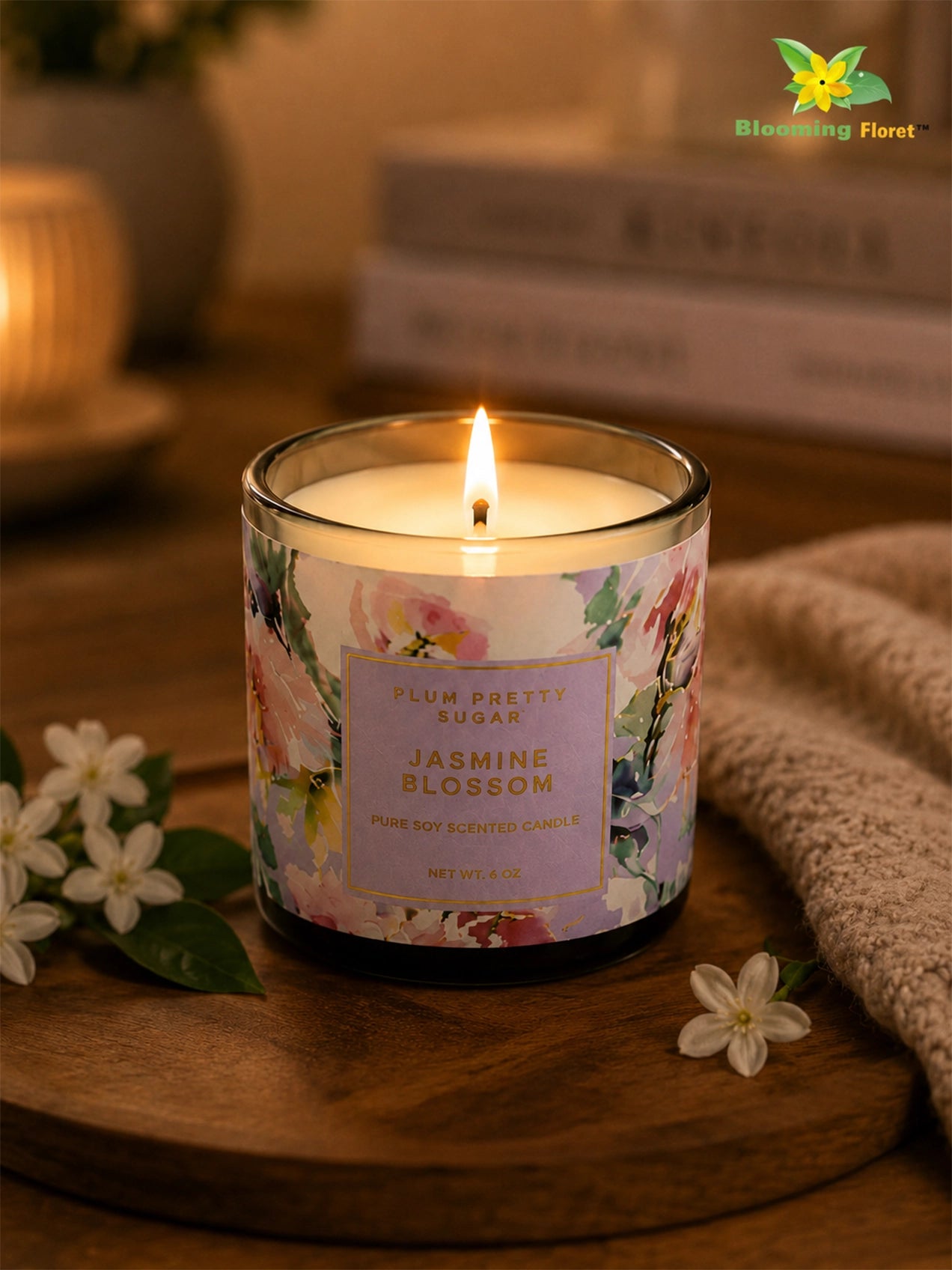 Scented Candle Glass Jar | Jasmine Blossom | 6 cm | Set of 4