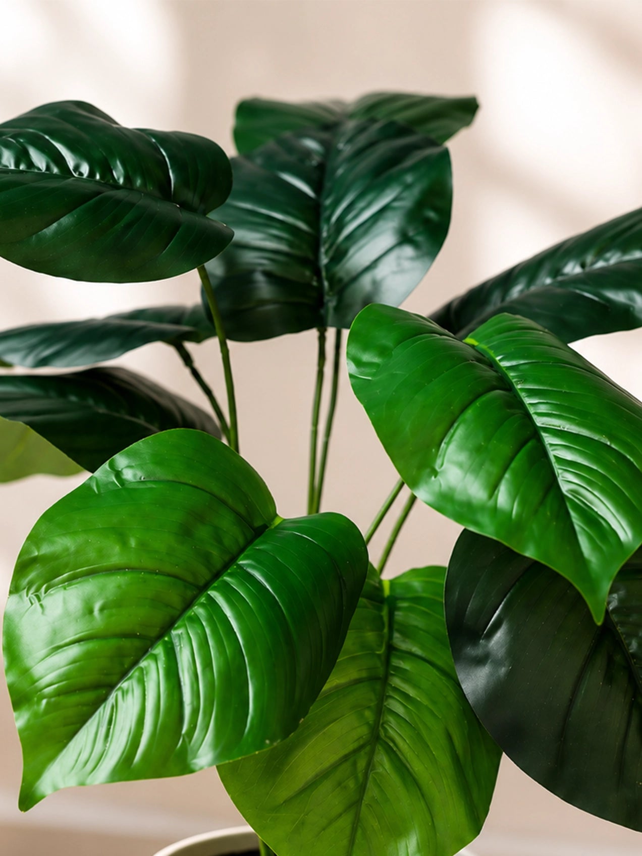 Artificial Philodendron Plant | Green Leaves | 50 cm | 12 Leaves | With Basic Pot