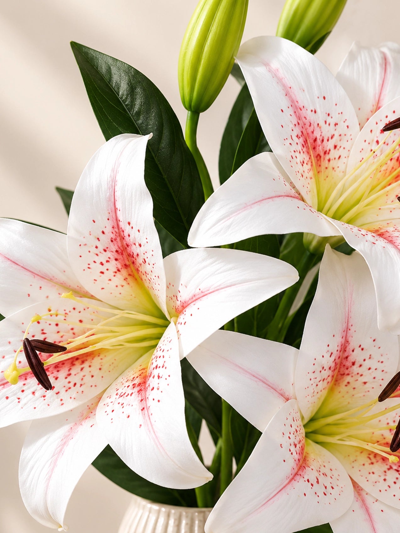 Artificial Lily Flower Stick | White & Yellow | 88 cm | Set of 2