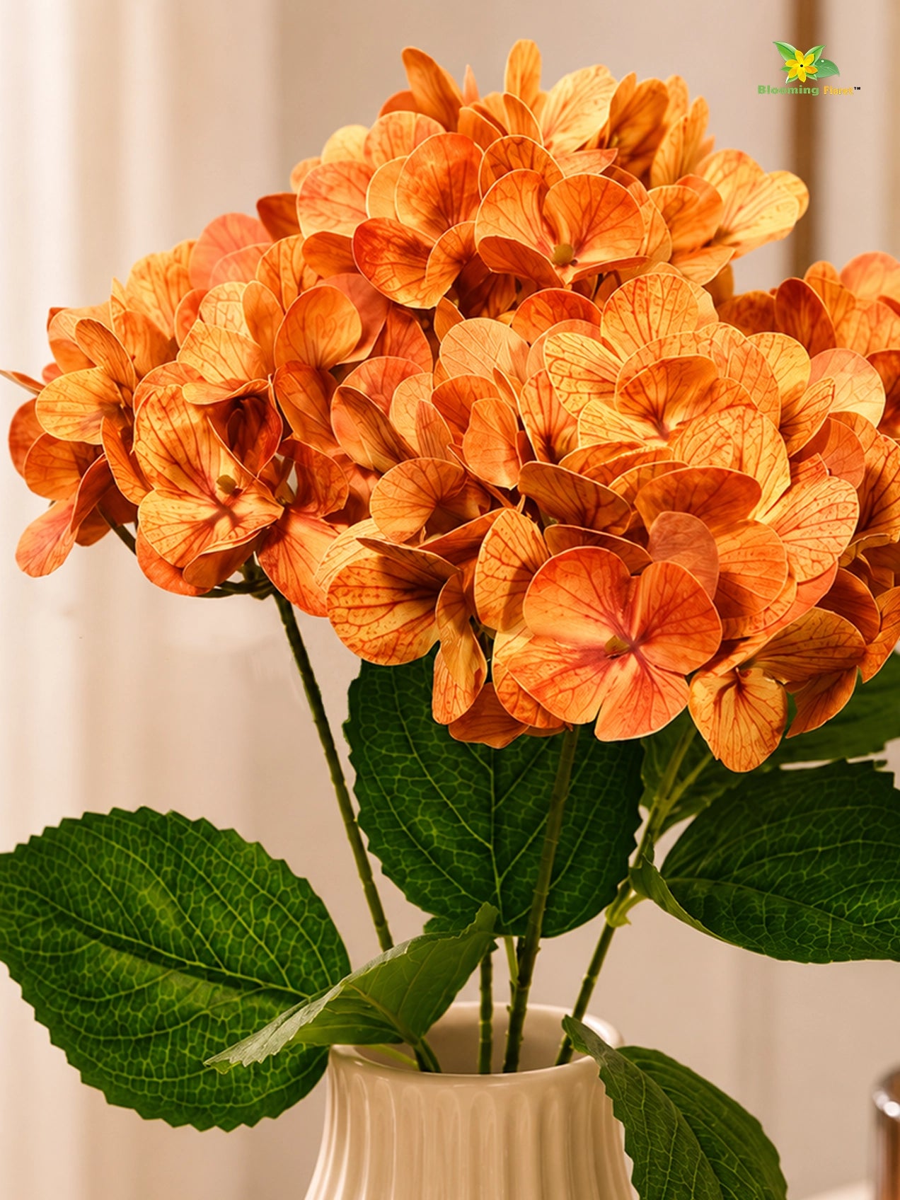 Artificial Hydrangea Flower Bunch | Light Brown | 42 cm