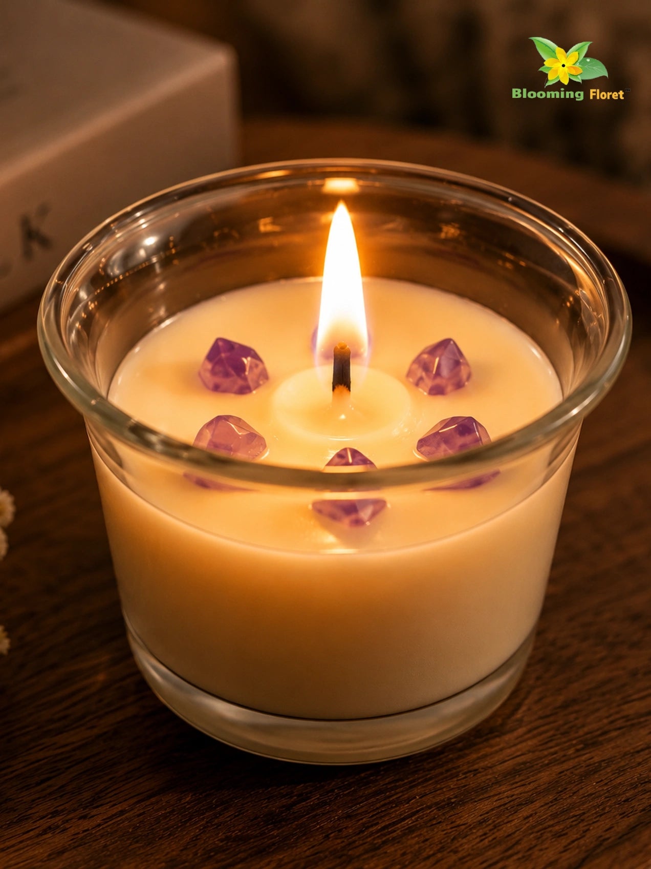 Glass Candle | Lavender | 5 cm | Set of 3, 6 Pcs