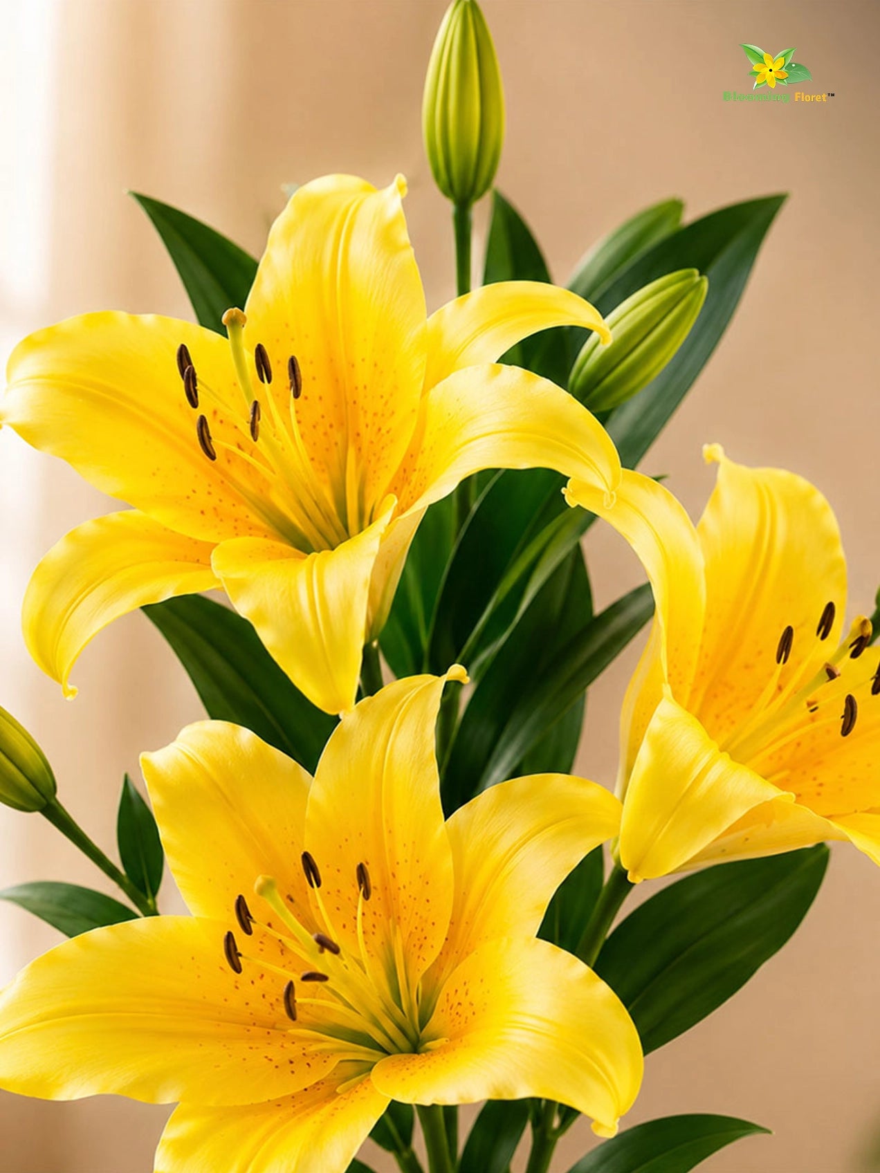 Artificial Lily Flower Stick | Yellow | 78 cm
