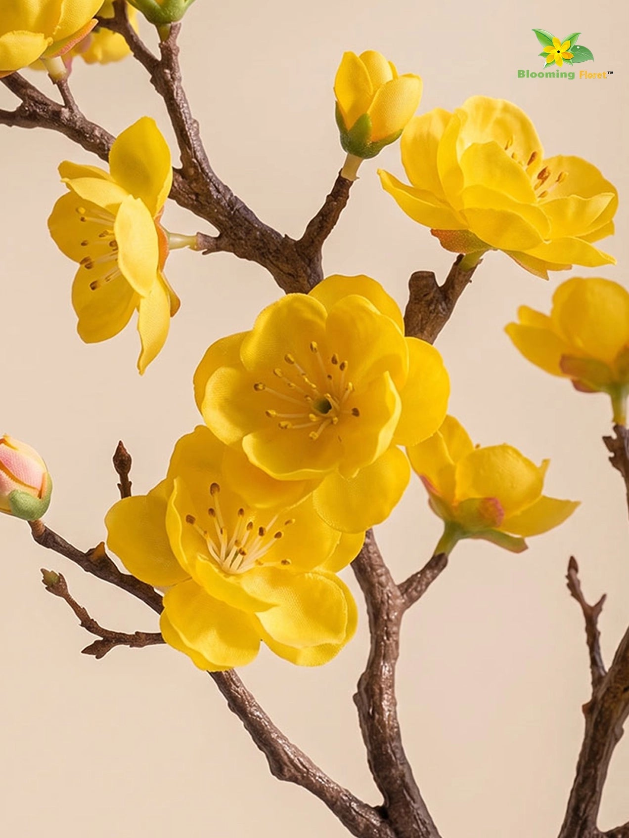 Small Plum Blossom Flower Stick | Yellow | 35 cm | Set of 2