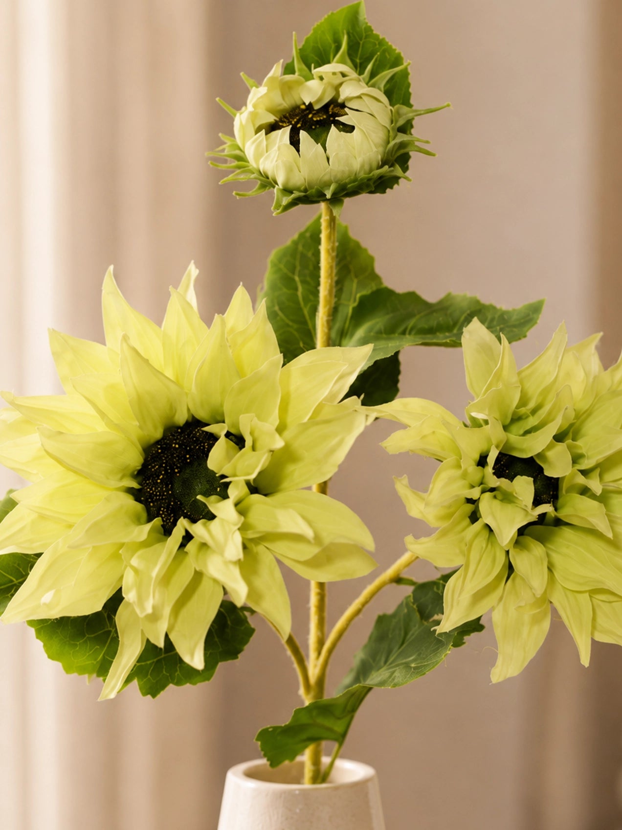 Artificial Sunflower Stick | Green | 78 cm | Set of 2