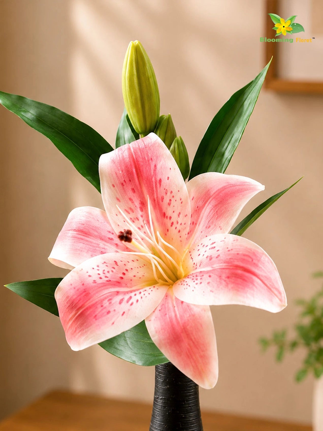 Artificial Lily Flower Stick | Light Pink | 35 cm