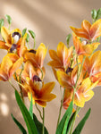 Artificial Cymbidium Orchid Flower Bunch | Orange | 57 cm