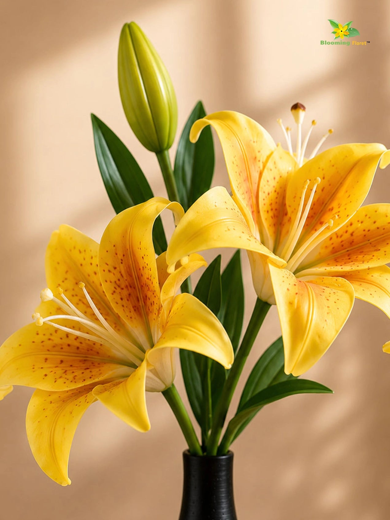 Artificial Lily Flower Stick | Yellow | 35 cm